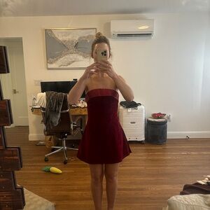 Elegant Strapless Red Dress